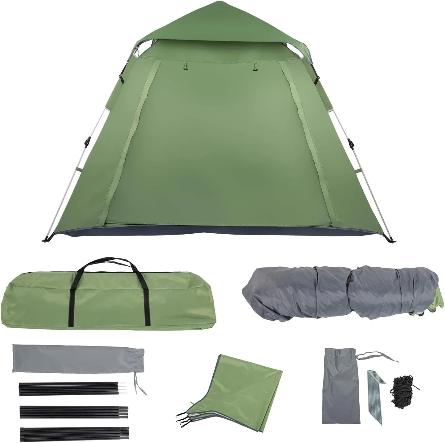 4 Person Pop Up Tent Instant Tents for Camping, Spring Quick Opening Family Tent Camping,Venting Cabin Tent with 2 Doors & 2 Mesh Windows,Easy Set Up Dome Tent for Camping Beach Outdoor Trave