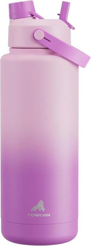 40 oz Insulated Water Bottle with 2-in-1 Straw and Spout Lid, Keep Cold 24H, Leak-Proof, BPA-Free, Double Wall Stainless Steel Water Bottle for Sports, Gym, Travel, and School (Macaron)