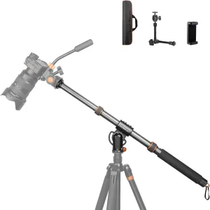 41"Carbon Fiber Tripod Extension arm with Retractable Extender Horizontal Center Column arm Tripod Side arm Extender 360°rotatable Swivel Base for Overhead Photography of Cameras/Mobile Phones