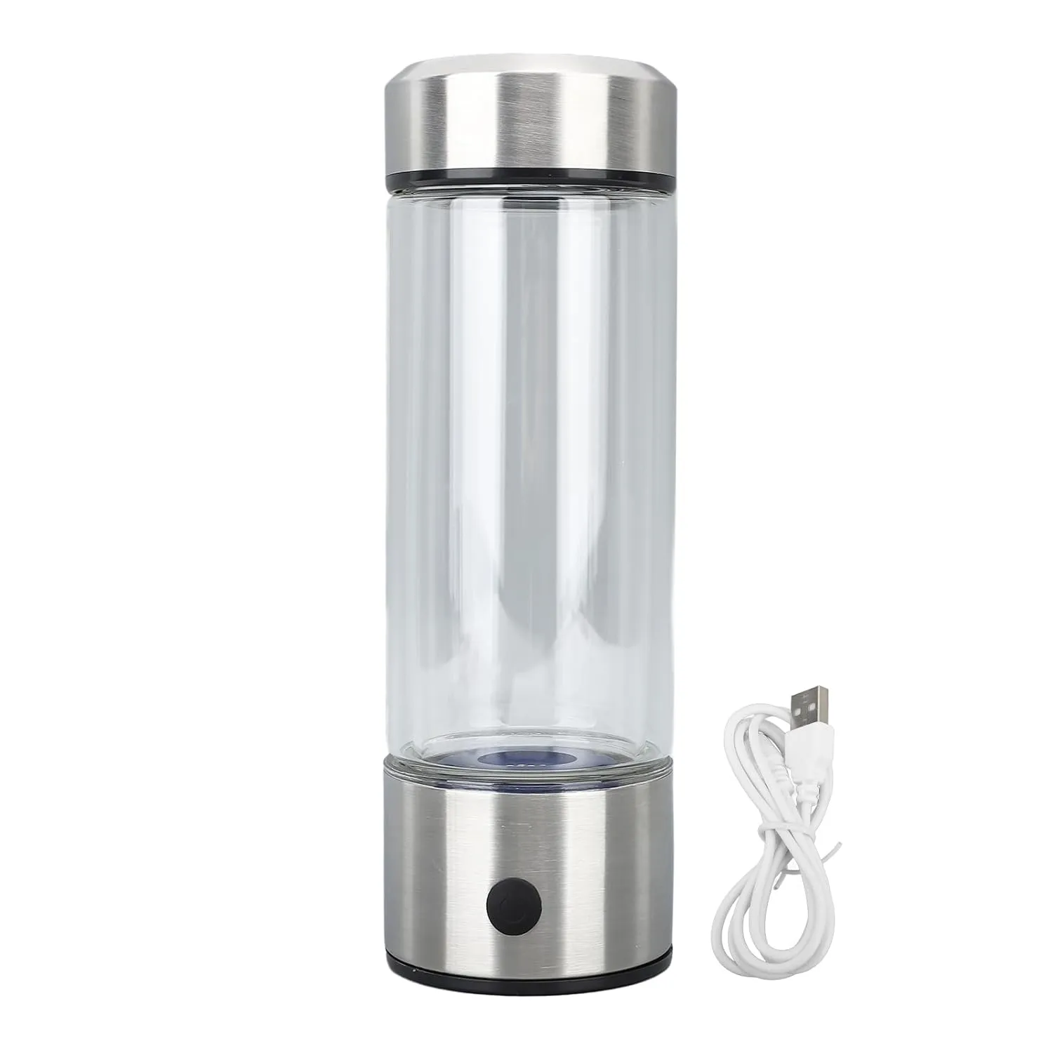 420ml Hydrogen Water Bottle Rich Cup with 1100 to 1680ppb High Borosilicate Glass for Travel Office Stainless Steel Lid