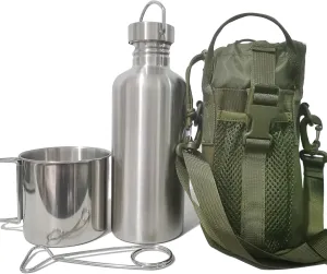 42oz Tactical Canteen Kit - 304 Stainless Steel Water Bottle & Nesting Cup | Military-Grade Survival Gear for Camping, Hiking & Bushcraft | Wide Mouth & Dishwasher Safe