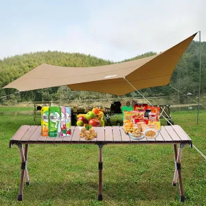 47.2*23.6in Aluminum Portable Roll-Up Picnic Table Camping Folding Desk, Indoor/Outdoor Foldable Camping Table 4-6 Person Perfect for Tailgating, Backyards, BBQ, Picnic (47.2*23.6in-Wood Grain)