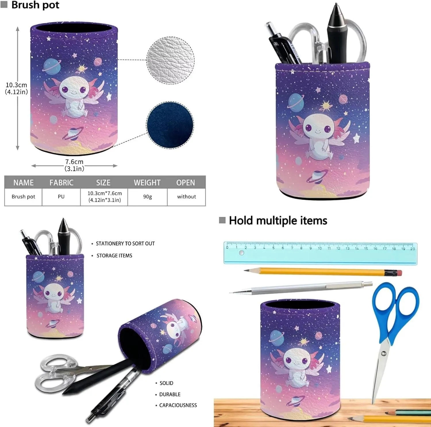 4PCS Cute Axolotl Backpack for Girls with a Matching Lunchbox Backpack with Adjustable Straps Wate Bottle Carrier and Pencil Holder 17 Inch Bookbag for 1-8th Grade Students