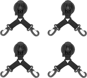 4PCS Robust Suction Cup Hooks | ABS & Nylon Webbing for Camping Tents/Cars/Trucks | 22lb Load Capacity, Non - Scratch Exterior Grips | Multipurpose Outdoor Securing Anchors