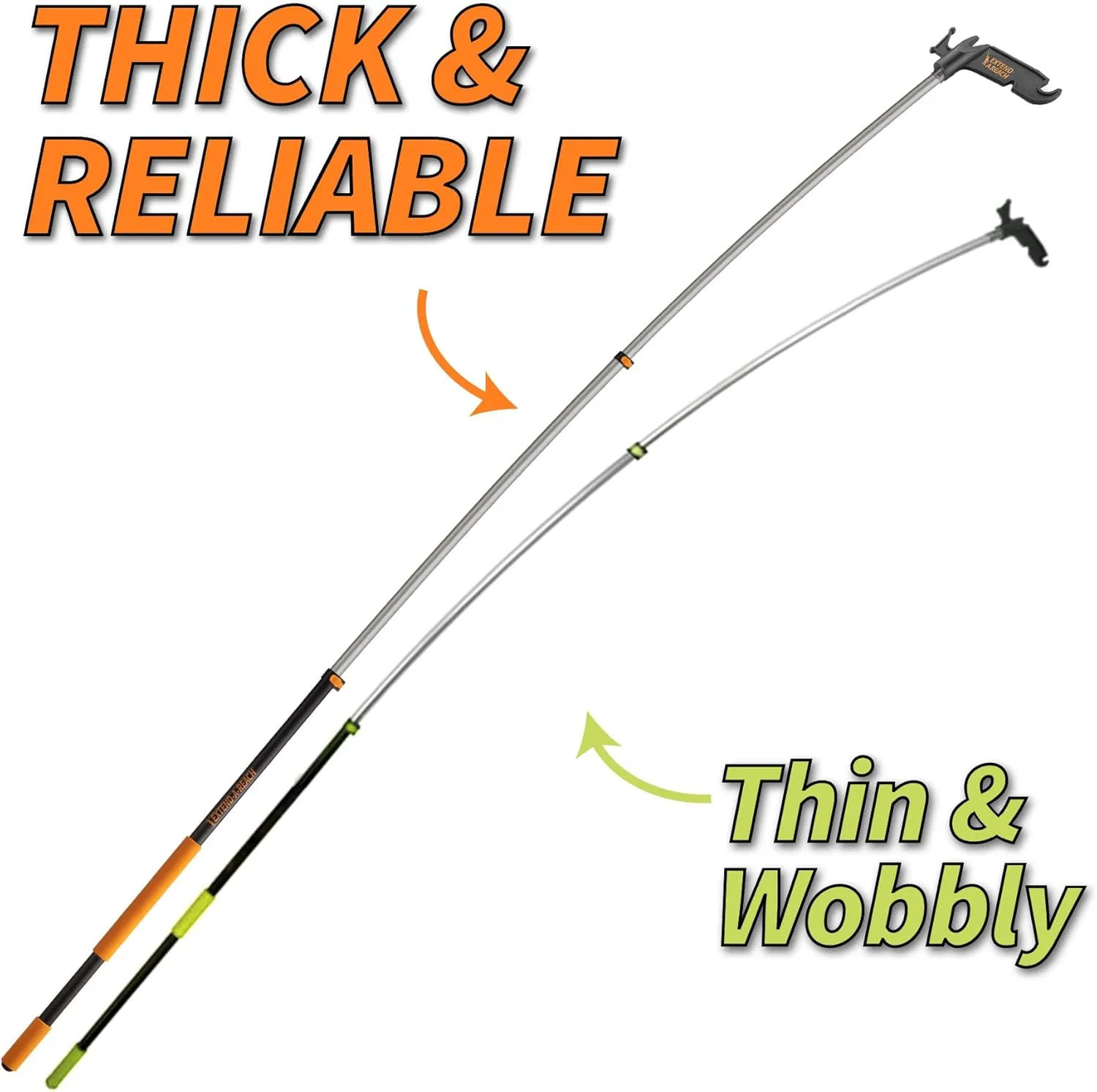 5-30 ft Long Telescopic Extension Pole with Utility Hook // Telescoping Pole for Christmas Lights Installation, String Lights, Birdfeeders // Lightweight and Sturdy // Christmas Light Pole with Hook