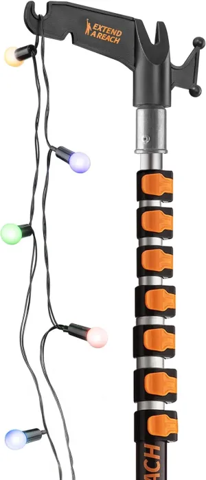 5-30 ft Long Telescopic Extension Pole with Utility Hook // Telescoping Pole for Christmas Lights Installation, String Lights, Birdfeeders // Lightweight and Sturdy // Christmas Light Pole with Hook
