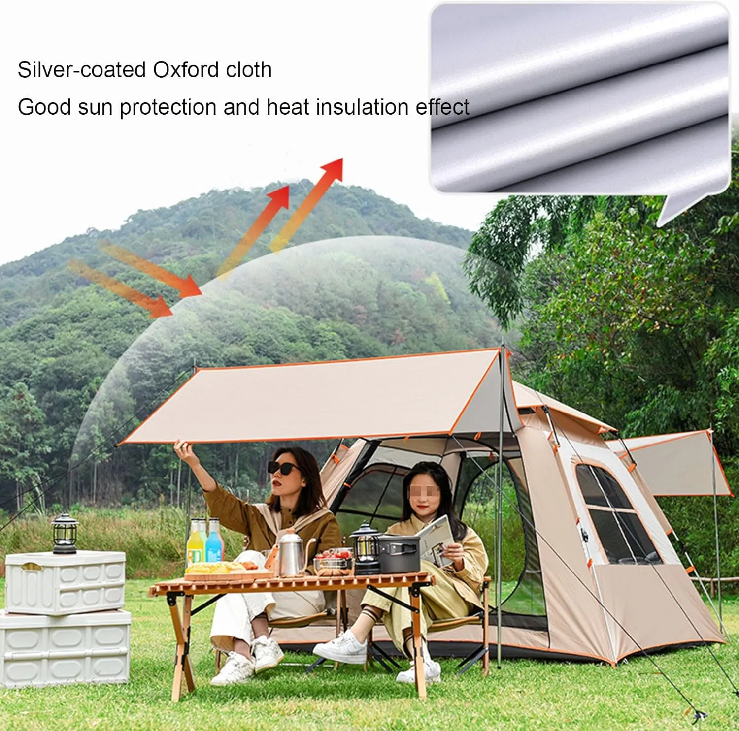 5-8 Person Camping Tent with 3 Window 2 Door Automatic Pop Up Tent Large Family Cabin Tents for Outdoor Picnic Camping Hiking and Family Gathering