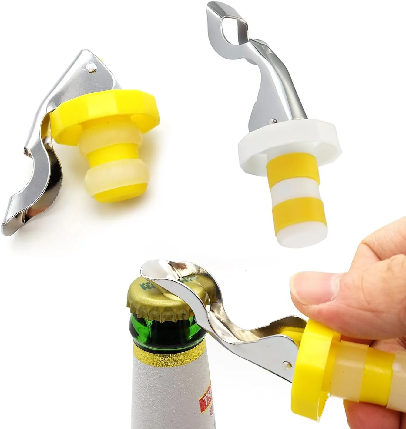 5 Pack Wine Bottle Stoppers for Glass Bottles, Soda Coke Bottle Stoppers for Champagne, Carbonated Drinks, Food-safe Silicone Reusable Pressurized Corks, Creates Airtight Seal To Keep Fizz