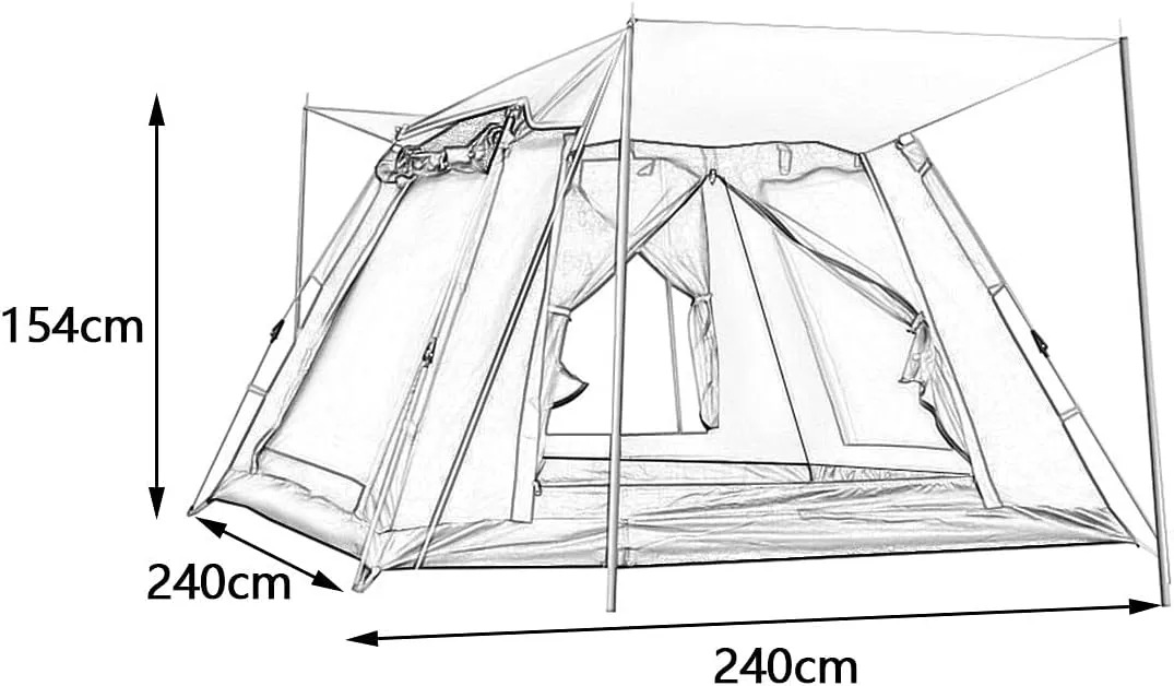 5 Person Family Camping Tent 4 Season Double Layers Waterproof Anti-UV Windproof Tents Family Outdoor Camping Tent (Green Width 215cm) (Blue Width 240cm)