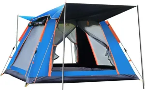 5 Person Family Camping Tent 4 Season Double Layers Waterproof Anti-UV Windproof Tents Family Outdoor Camping Tent (Green Width 215cm) (Blue Width 240cm)