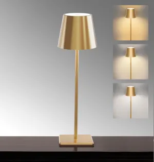 5200mAh Battery Operated Lamp, Cordless Table lamp with 3 Colors Stepless Dimming,IP54 Waterproof Outdoor Lamp for Restaurant/Dinner/Bedroom/Outdoor(Gold-1)