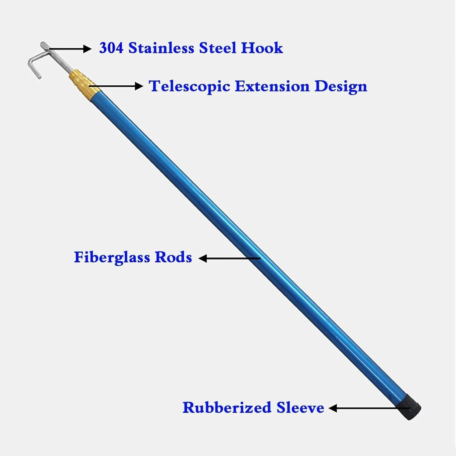 6 5 4 Meter Long Reaching Tool, Professional Marine Extension Rescue Equipment with Hook | Pole, Sturdy & Lightweight, for Cargo Retrieval/Boat Dock/Pushing Pulling