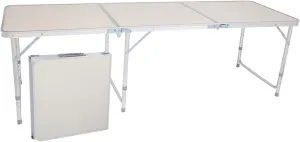 6-Foot Aluminum Alloy Folding Camping Table, Small with Storage Bag, Adjustable Height Portable Picnic Table, Upgraded Thick and Lightweight, White