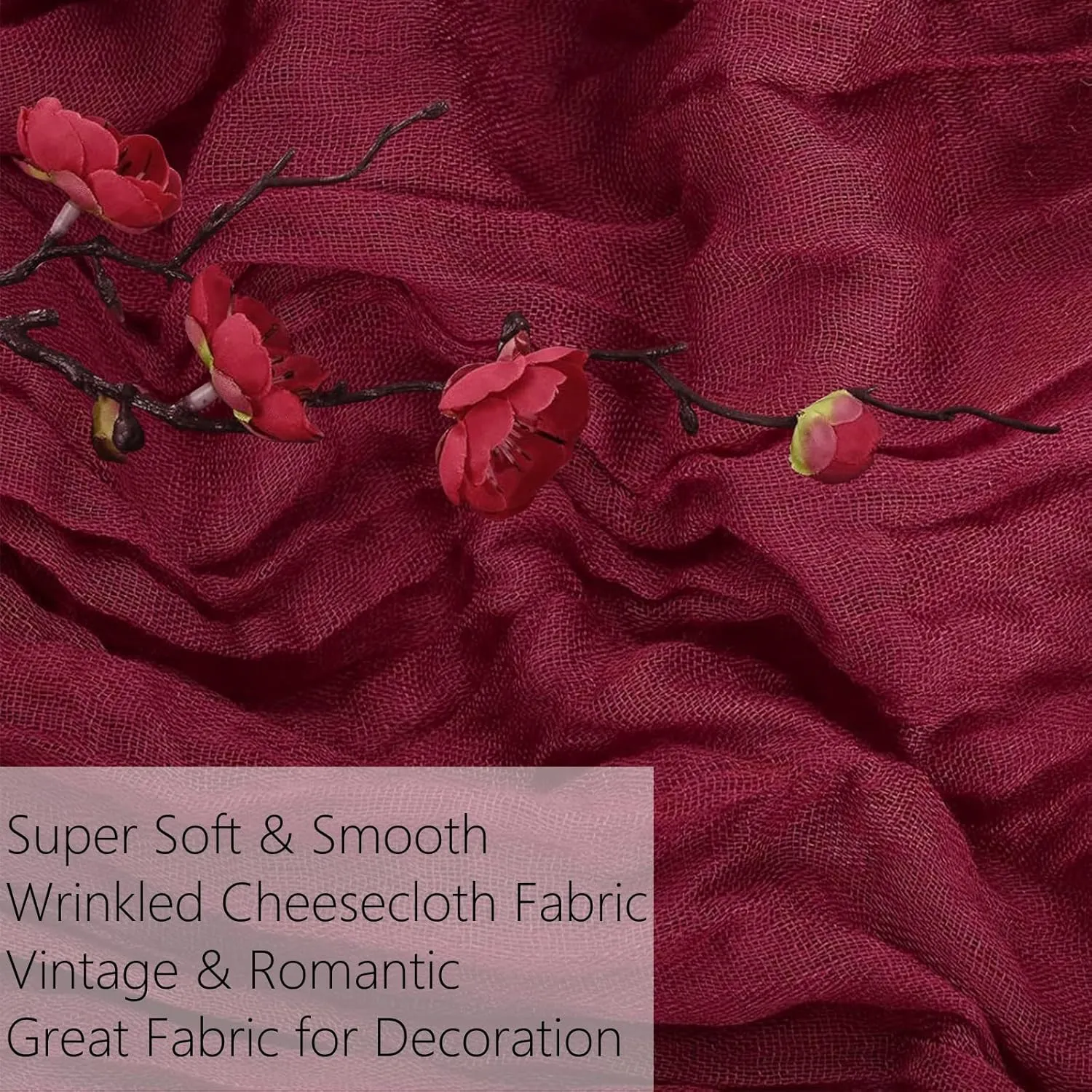 6 Pack Burgundy Cheesecloth Table Runner 10Ft 35x120 Inch Burgundy Table Runner Rustic Boho Gauze Cheese Cloth Table Runner for Wedding Baby Bridal Shower Birthday Party Decorations