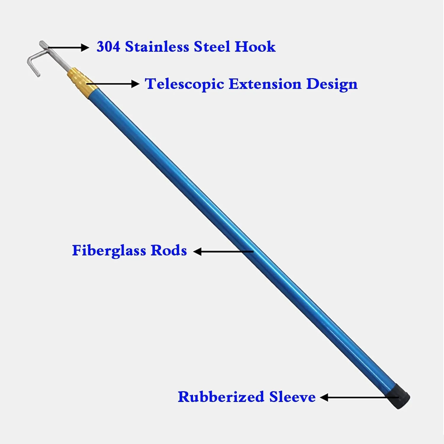 6 Pack Commercial Multifunctional Boat Hook Pole, Telescopic Rescue Pull Poles Equipment Heavy Duty for Drowning Victims, Professional & Utility Cargo Gripping Tool(Yellow,5M/16.4FT)