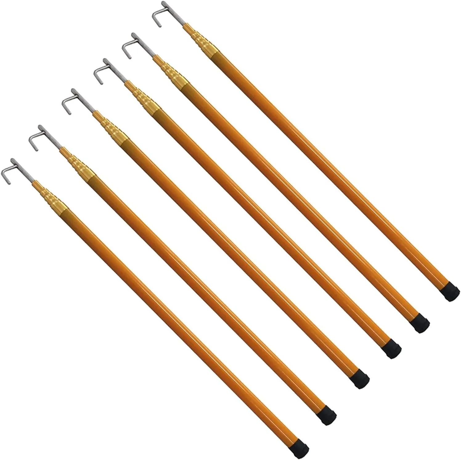 6 Pack Commercial Multifunctional Boat Hook Pole, Telescopic Rescue Pull Poles Equipment Heavy Duty for Drowning Victims, Professional & Utility Cargo Gripping Tool(Yellow,5M/16.4FT)