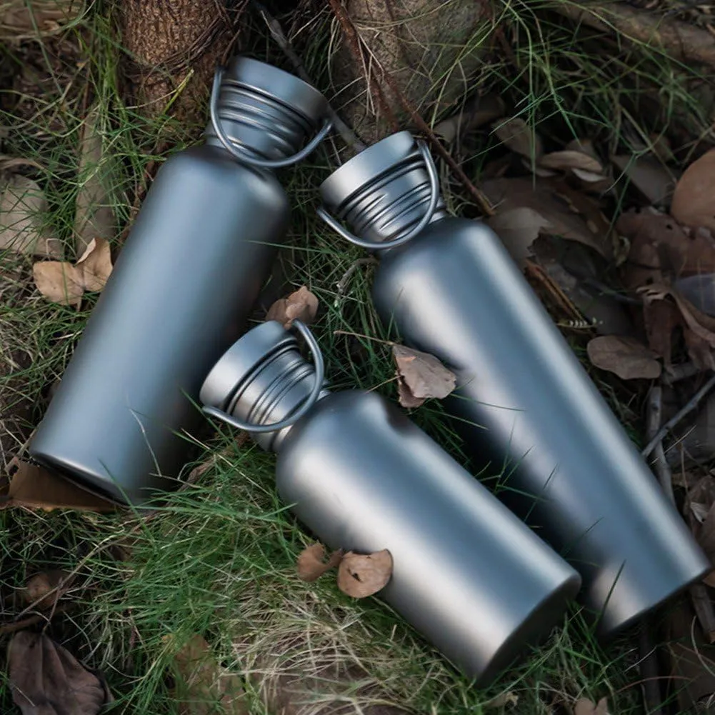600ml Titanium Water Bottle with Lid, Water Bottle with Cup Sleeve Outdoor Camping Sports Bottle Tourism Cycling Hiking Camping Water Bottle