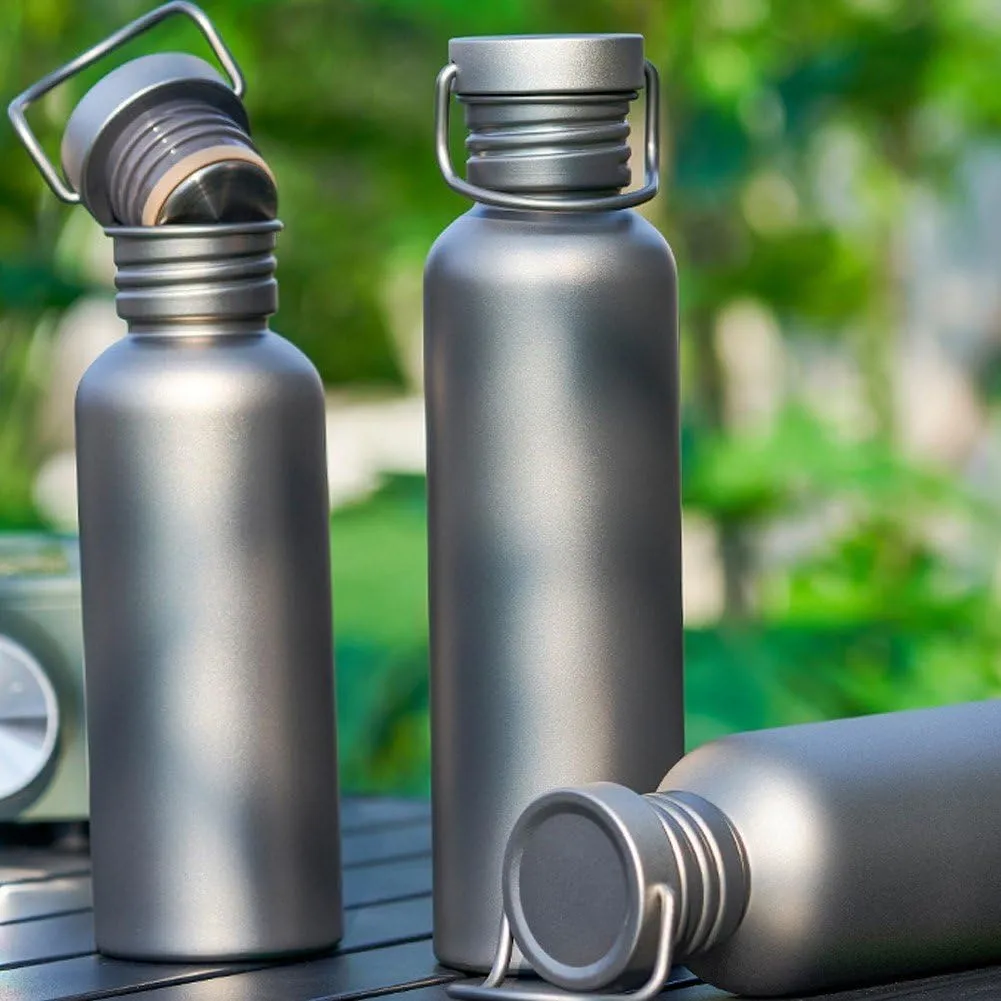 600ml Titanium Water Bottle with Lid, Water Bottle with Cup Sleeve Outdoor Camping Sports Bottle Tourism Cycling Hiking Camping Water Bottle