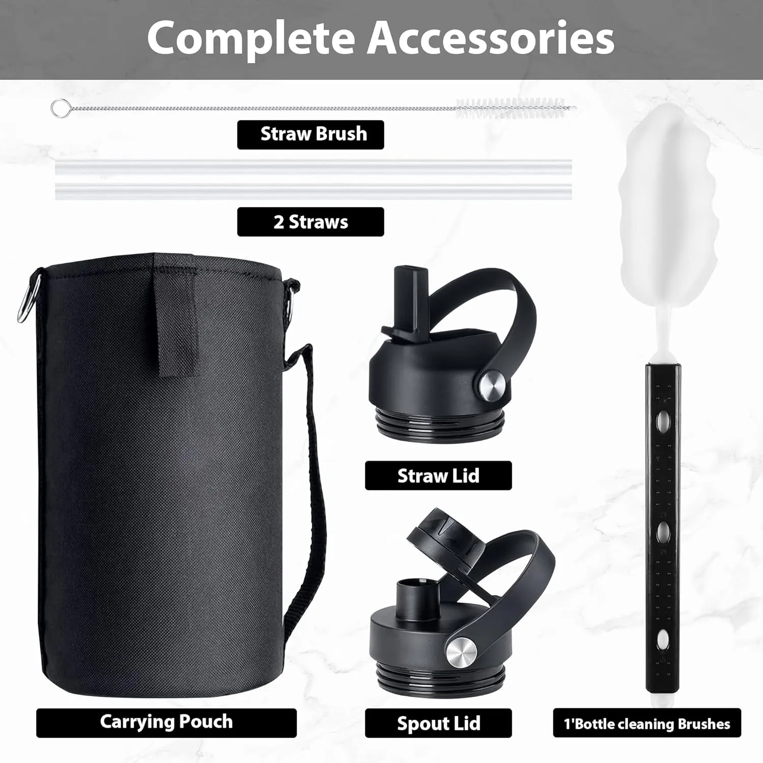 64 oz Water Bottle with 2 Lids, Half Gallon Double Wall Vacuum Insulated Stainless Steel Water Jug, Includes Carrying Pouch, Wide Mouth Metal Canteen for Gym, Sports, and Camping, Army Green.