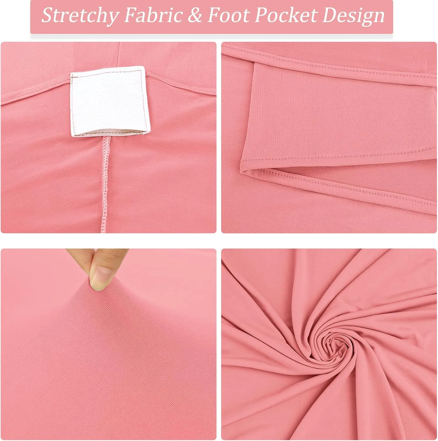 6FT Spandex Table Cover Table Cloth for Folding Tables Fitted Rectangular Tablecover Washable Wrinkle Resistant Polyester Stretch Tablecloth Protector for Wedding Banquet Party (4 Pack, Dusty Rose)