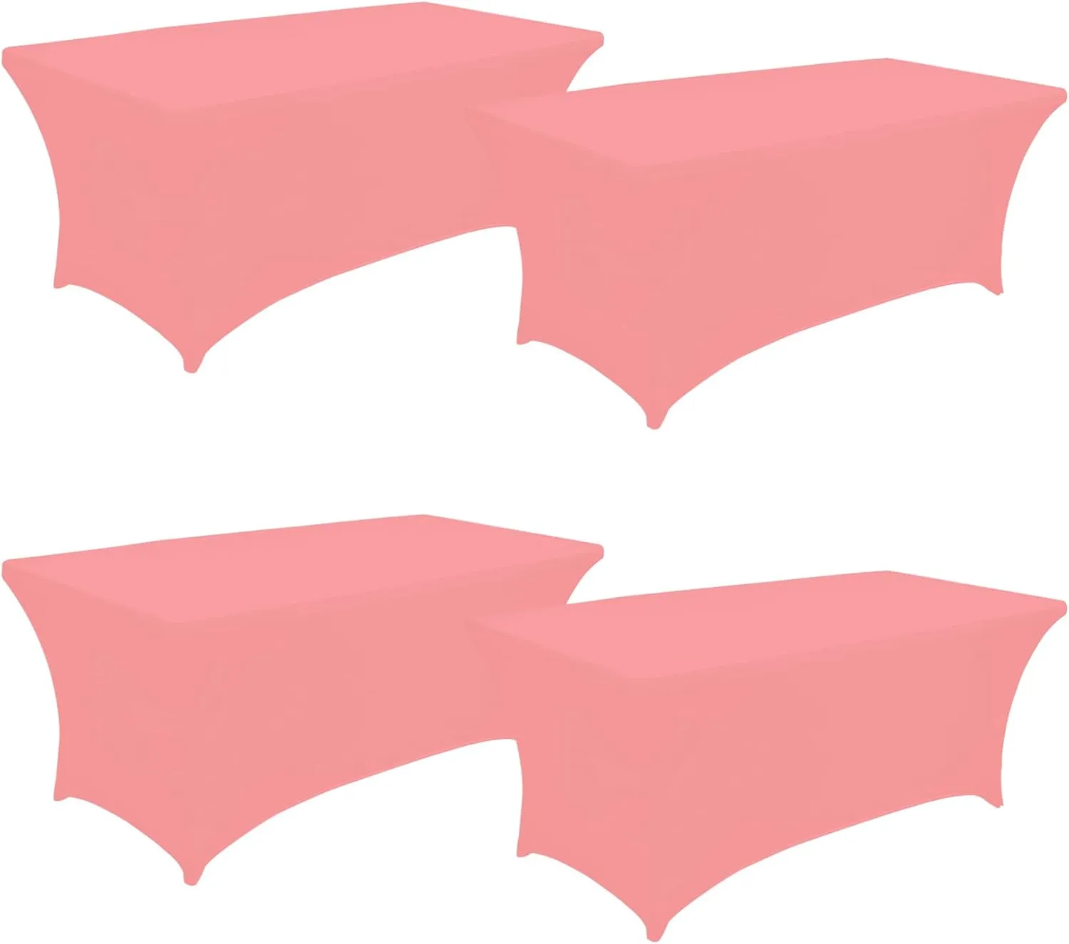 6FT Spandex Table Cover Table Cloth for Folding Tables Fitted Rectangular Tablecover Washable Wrinkle Resistant Polyester Stretch Tablecloth Protector for Wedding Banquet Party (4 Pack, Dusty Rose)