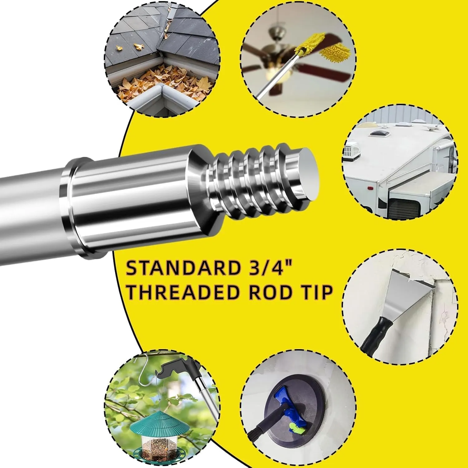 7.2-30 Telescopic Extension Pole, FT Multi-Purpose Aluminum Alloy Telescoping Rod with Flip-Lock Design, Sturdy for Painting Dusting, High House Maintenance, and Window Cleaning
