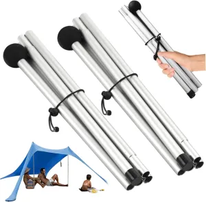 79 inch Tarp Poles, 2PCS Adjustable Tent Poles for Tarp, 10 Sections Aluminum Replacement Tent, Non-Slip Shade Sail for Camping Hiking Outdoor Sport