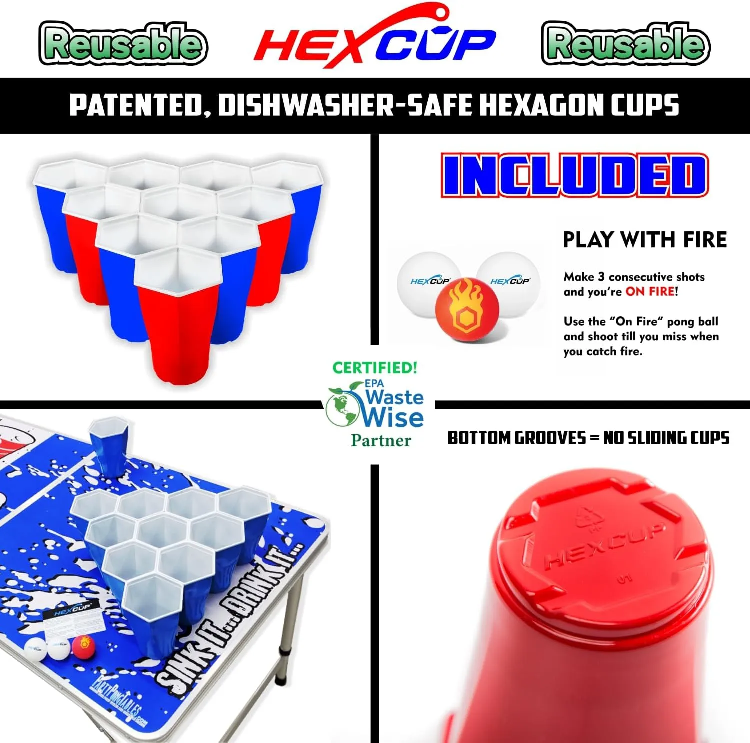 8-Foot Regulation Length Folding Table w/Optional Cup Holes, LED Lights, Custom Graphic (Choose Your Model)