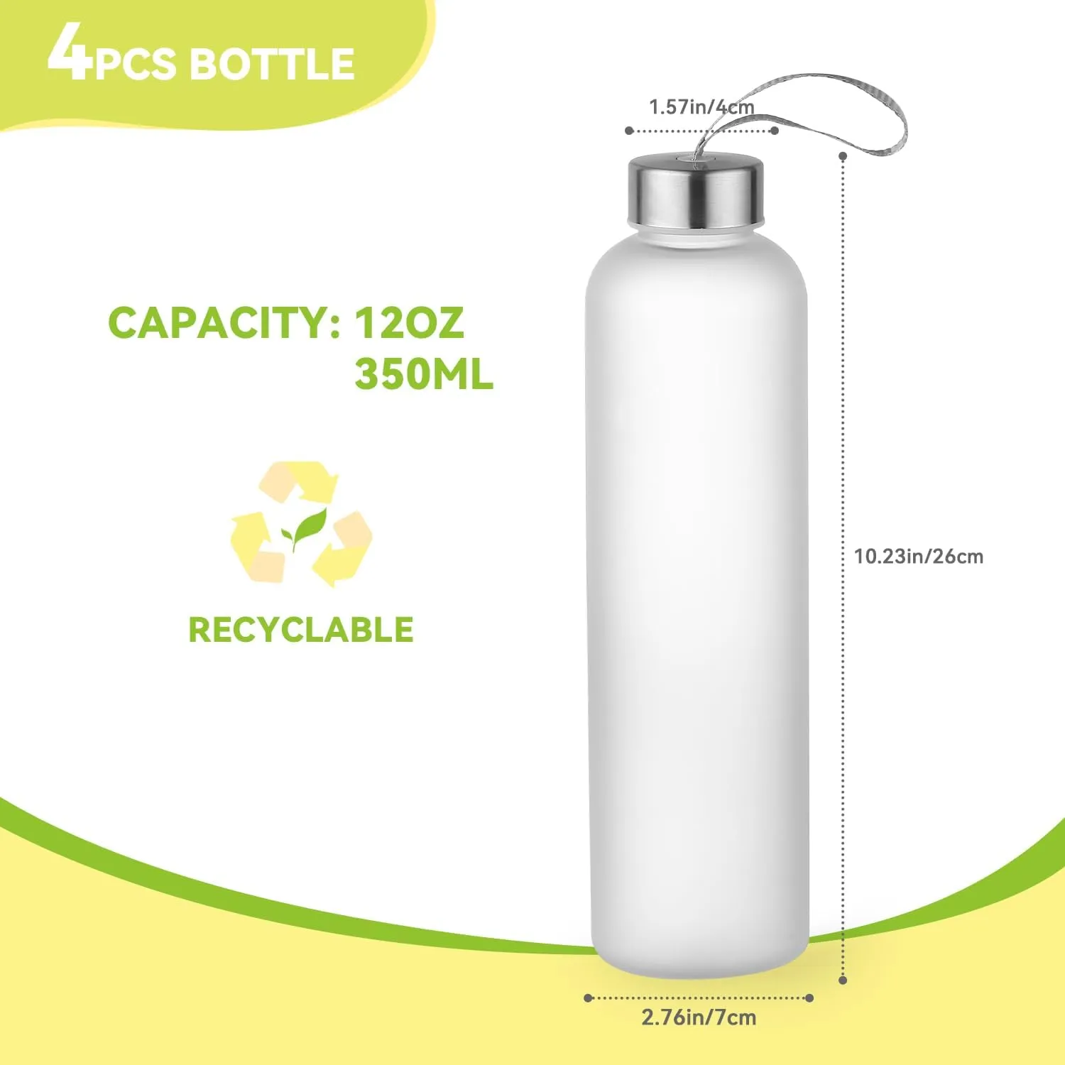 8 Pack Clear Water Bottles Bulk With Stainless Steel Lids 27OZ Frosted Water Bottles Reusable and For Travel and Storing Beverages Juice, Smoothies (8)