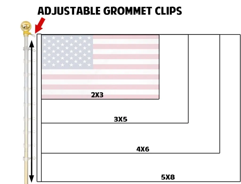8ft Silver Aluminum Flag Pole (Ball Top)