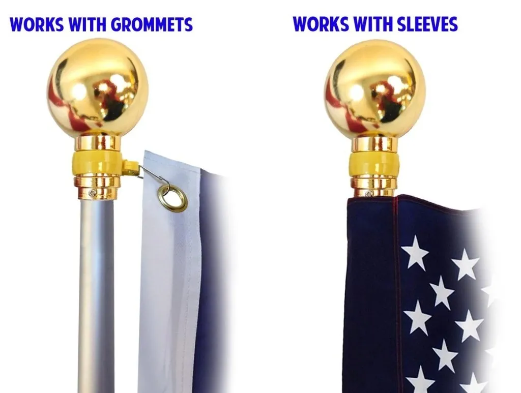 8ft Silver Aluminum Flag Pole (Ball Top)