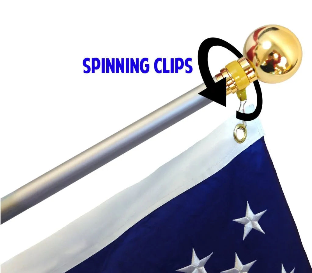 8ft Silver Aluminum Flag Pole (Ball Top)