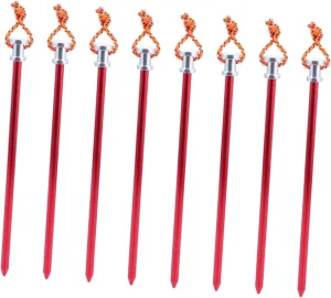 8PCS Aluminum Alloy Tent Stakes with Rope Durable Outdoor Ground Nails for Camping Hiking and Tarp Setup Lightweight and Portable Tent Accessories