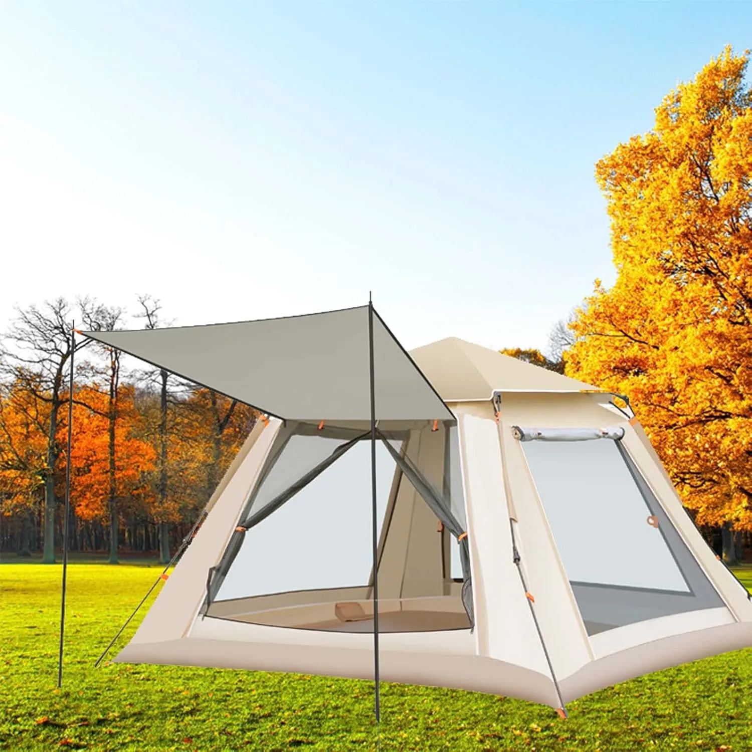 94x94x61 inch Tent for Camping Waterproof, 2-4 Person Camping Tent, 4 Season Ultralight Backpacking Tent, 2 Doors-Instant Family Tents, Pop Up Tents for Hiking and Outdoor