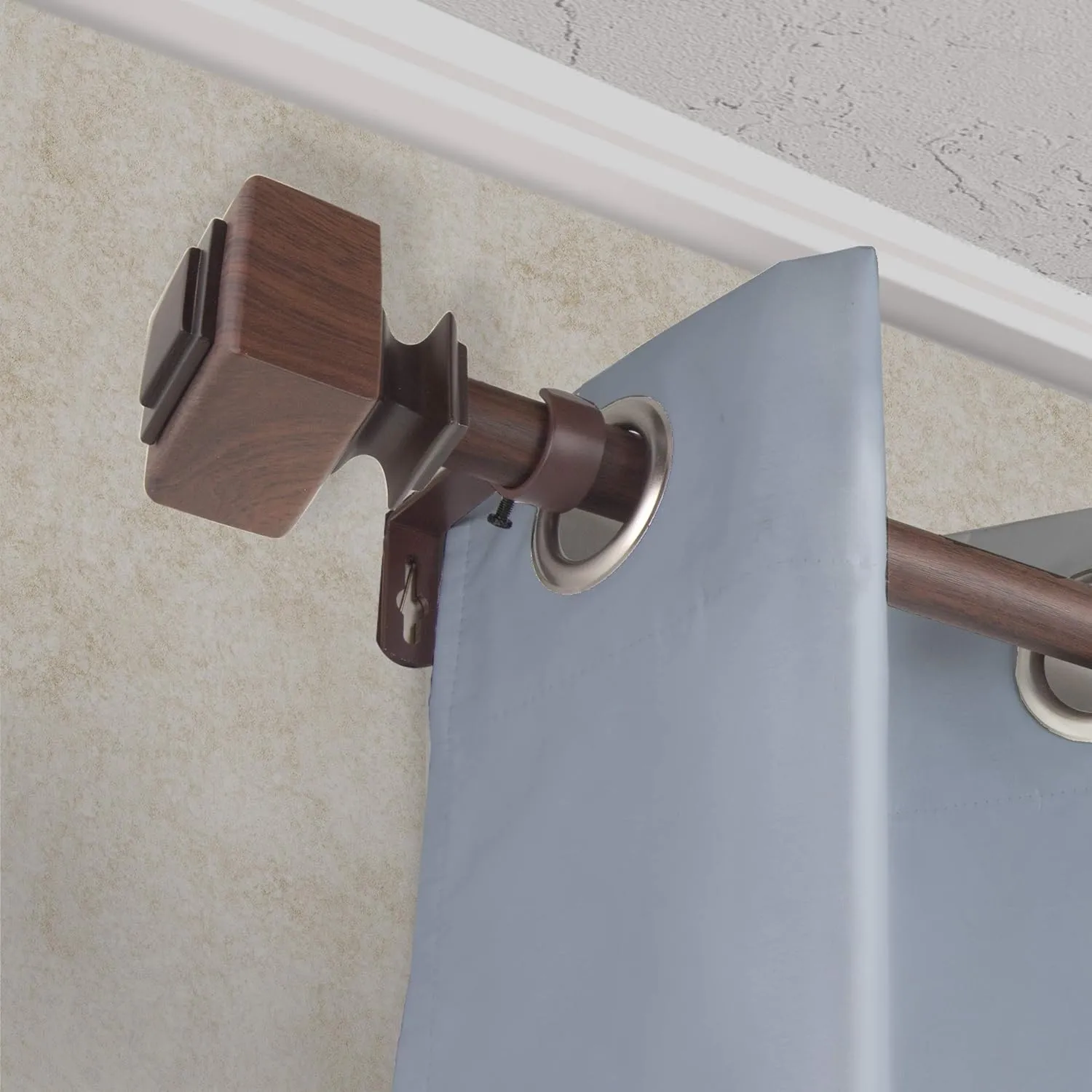 A&F Rod Décor - Foreo 1" Faux Wood Curtain Rod 160-240 inch - Dark Walnut