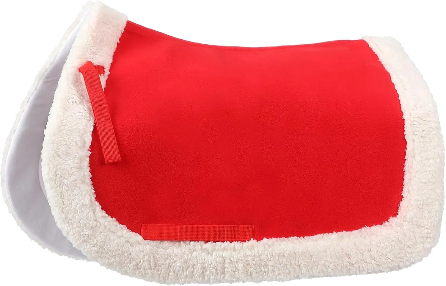 Abbylike Christmas Horse Saddle Pad Red Saddle Pad Santa Saddle Pad with Faux Fur Trim for Horses Under Saddle, Dressage, Jumping & Training