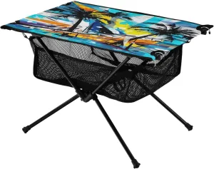 Abstract Palm Trees Portable Folding Camping Table, Compact Lightweight Beach Table with Carrying Bag for Outdoor Picnics, BBQs, Camp