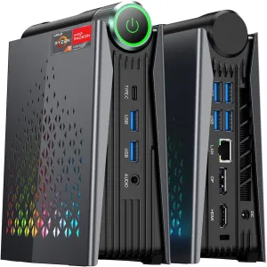 ACEMAGICIAN [Mini Gaming PC] Mini Computers Ryzen 9 6900HX[up to 4.9Ghz], 16GB DDR5 512GB NVMe SSD Mini PC with AMD Radeon Graphics 680M, RGB Lights/WiFi6/BT5.2/Dual Channel/3 Modes Mini Desktop