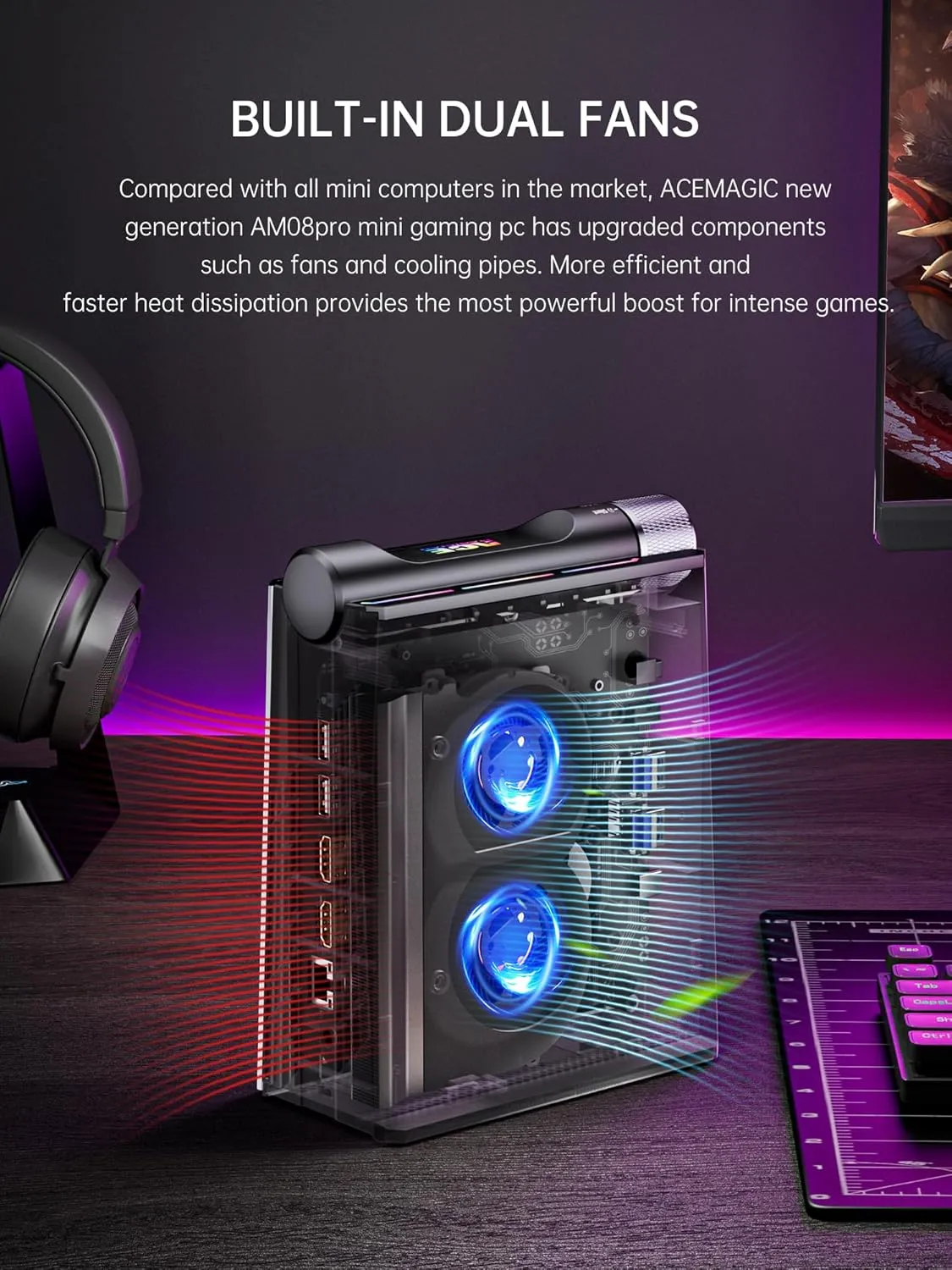 ACEMAGICIAN [Mini Gaming PC] Mini Computers Ryzen 9 6900HX[up to 4.9Ghz], 16GB DDR5 512GB NVMe SSD Mini PC with AMD Radeon Graphics 680M, RGB Lights/WiFi6/BT5.2/Dual Channel/3 Modes Mini Desktop