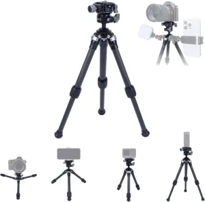 Adjustable Carbon Fiber Tripod with 360° Panoramic Metal Ball Head, Compatible with Camera, Phone, Action Cam, Lightweight Travel Tripod for Photography, Vlogging, Live Streaming 61024
