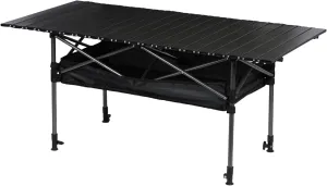 Adjustable Height Folding Camping Table, Portable Outdoor Table with Large Storage Organizer and Carrying Bag, Collapsible Picnic Table for Indoor Outdoor Picnic BBQ Backyards 120cm