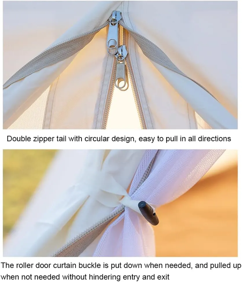 Adult Indian Teepee Tent, Breathable Pyramid Tent Cotton Bell Tent for Family Glamping Lightweight Teepee Camping Tent for 5-8 Persons