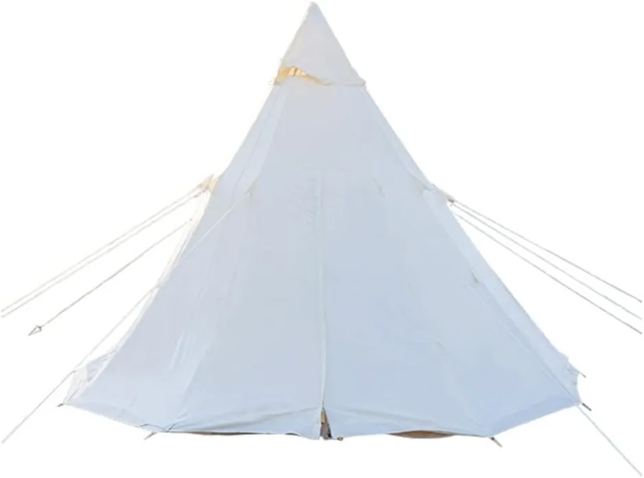 Adult Indian Teepee Tent, Breathable Pyramid Tent Cotton Bell Tent for Family Glamping Lightweight Teepee Camping Tent for 5-8 Persons