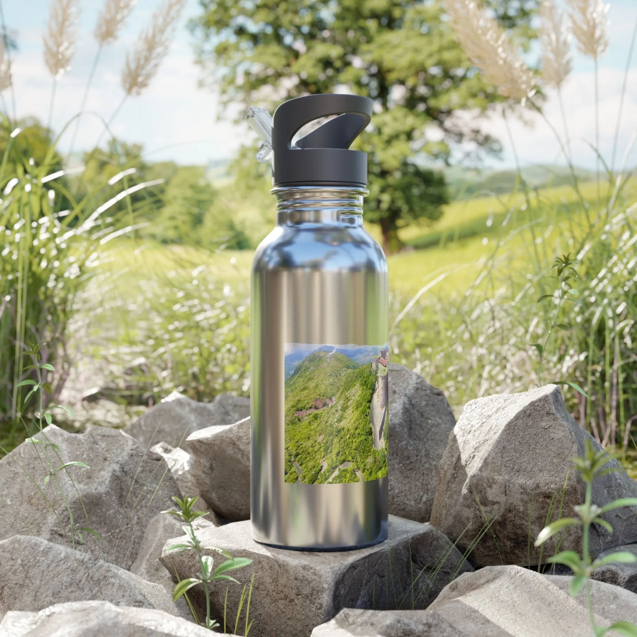 Adventure Travel Stainless Steel Water Bottle with Straw - 20oz