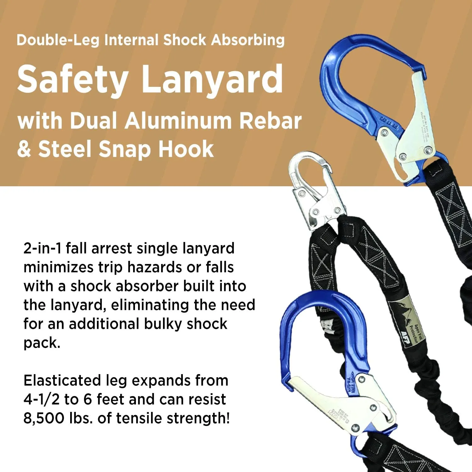 AFP Universal Full-Body Fall Protection Safety Harness with Dorsal D-Ring and Mating Buckle Legs | Roofer, Construction, Scaffolding PPE | Shock Absorbing Lanyard Pelican Rebar (OSHA/ANSI)