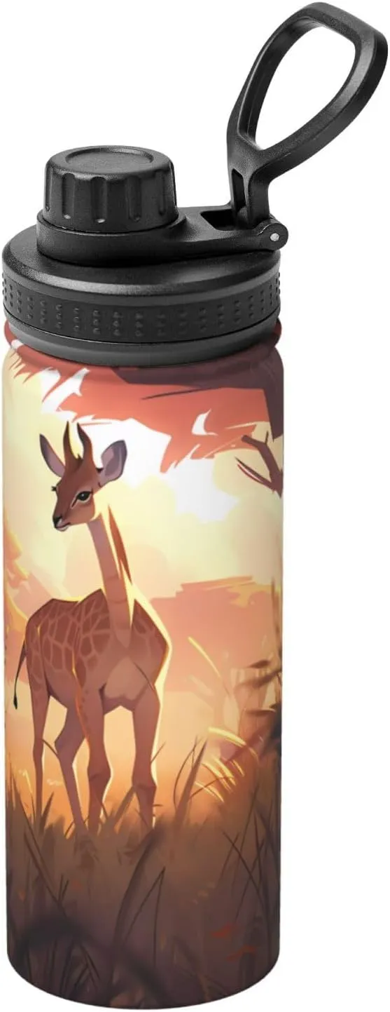 African savannah giraffe calf Stainless steel thermos, specially designed for cycling, fitness and outdoor, efficient heat preservation, portable and durable.