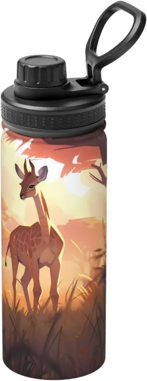 African savannah giraffe calf Stainless steel thermos, specially designed for cycling, fitness and outdoor, efficient heat preservation, portable and durable.