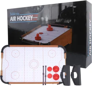 Air Hockey Table for Kids, Portable Air Hockey Game Toy Battery Powered Table Top Air Hockey, Easy to Assemble, Enhance Parent Child Affection and Enhance Friendship