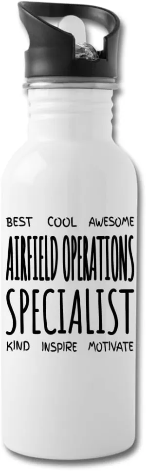 Airfield Operations Specialist Water Bottle Gifts Funny Appreciation Thank You For Men Women 20 fl oz Bottle White