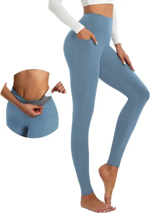 ALAVIKING Yoga Pants for Women Double Layer High Waisted Yoga Leggings Tummy Control Workout Pants with Pocket Stretchy